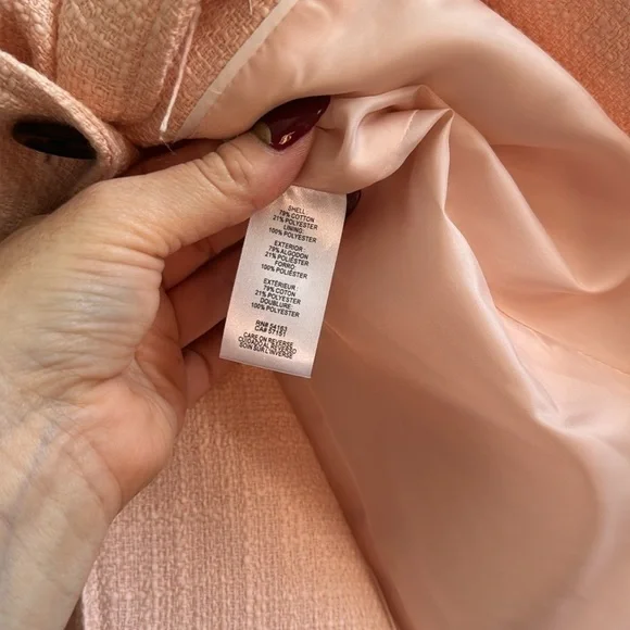 Karl Lagerfeld | Pink Sherbet | Tweed Button Coat | size 2 - Picture 3 of 5